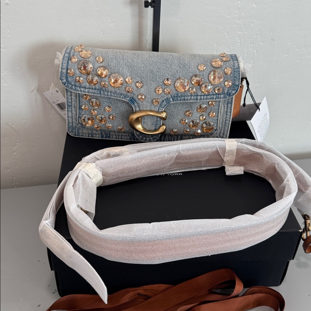 Coach Denim Crystal Tabby Shoulder Bag - Picture 2 of 7